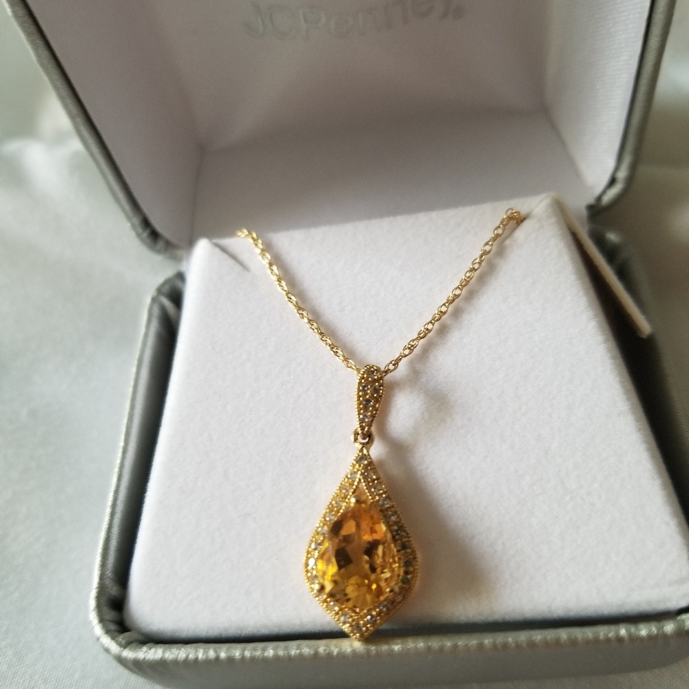 Citrine gold over silver necklace